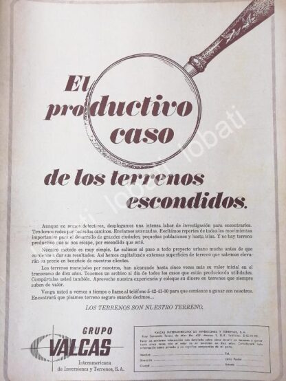 CARTEL ANTIGUO ORIGINAL DE GRUPO VALCAS S.A BUENES RAICES 1970 /562 MUY RARO