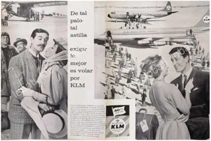 CARTEL ANTIGUO ORIGINAL DE CLAUDIO BROOK Y AEROLINEAS KLM 1959 /560 /FEP