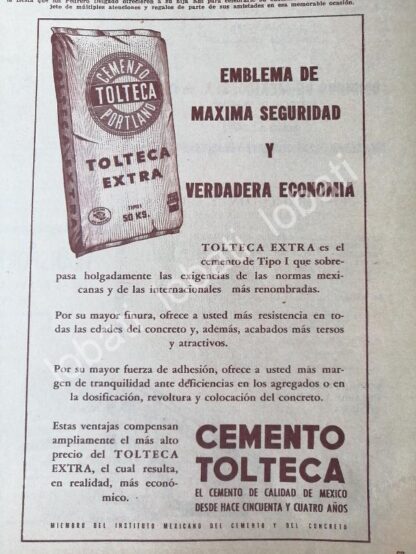 CARTEL ANTIGUO ORIGINAL DE CEMENTO TOLTECA 1970 /552