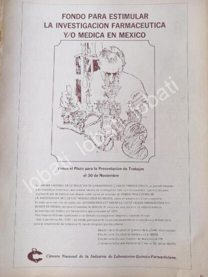 CARTEL ANTIGUO ORIGINAL DE CAMARA NACIONAL DE LA INDUSTRIA DE LABORATORIOS QUIMICO FARMACEUTICOS 1960s /544