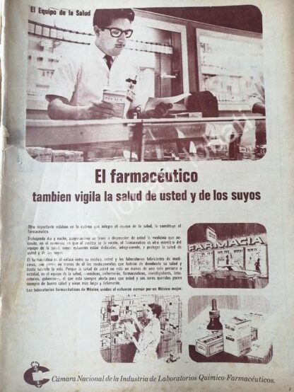 CARTEL ANTIGUO ORIGINAL DE CAMARA NACIONAL DE LA INDUSTRIA DE LABORATORIOS QUIMICO FARMACEUTICOS 1960s /542