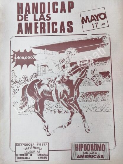 CARTEL ANTIGUO ORIGINAL DE HIPODROMO DE LAS AMERICAS 1970 /539 CABALLOS