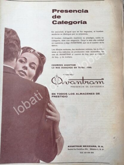 CARTEL ANTIGUO ORIGINAL DE CASIMIRES AVANTRAM MEXICANA S.A 1960s / 533