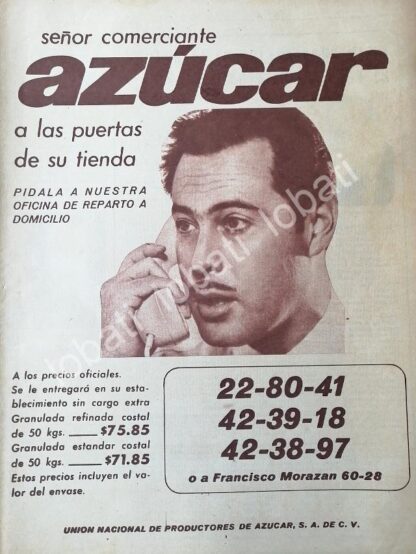 CARTEL ANTIGUO ORIGINAL DE UNION NACIONAL DE PRODUCTORES DE AZUCAR 1960s / 530