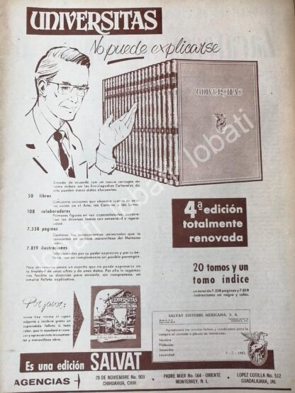 CARTEL ANTIGUO ORIGINAL DE ENCICLOPEDIA UNIVERSITAS DE LA EDITORIAL SALVAT 1961 /526