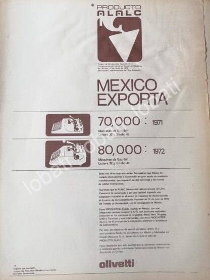 CARTEL ANTIGUO ORIGINAL DE OLIVETTI MEXICANA S.A 1973 /524