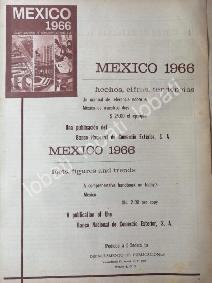 CARTEL ANTIGUO ORIGINAL DE EL BANCO NAC. DE COMERCIO EXTERIOR PRESENTA LIBRO " MEXICO 1966" /508