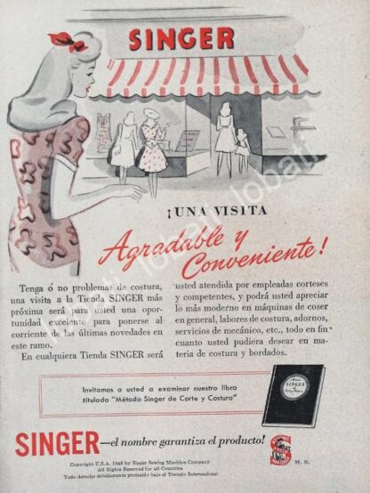 CARTEL ANTIGUO ORIGINAL DE MINI CARTEL. MAQUINAS DE COSER SINGER 1940s 50s /228