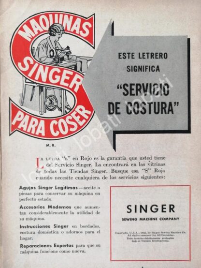 CARTEL ANTIGUO ORIGINAL DE MINI CARTEL. MAQUINAS DE COSER SINGER 1940s 50s /220