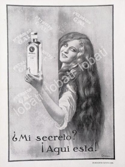 CARTEL ANTIGUO ORIGINAL DE LOCIO PARA CABELLO, PETROLEO GAL 1914 /No67