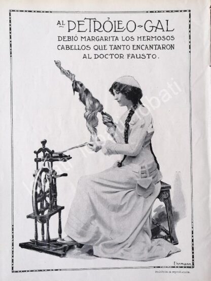 CARTEL ANTIGUO ORIGINAL DE LOCIO PARA CABELLO, PETROLEO GAL 1914 /No66