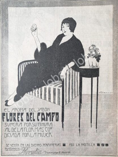 CARTEL ANTIGUO ORIGINAL DE JABON FLORES DE CAMPO 1913 /No60