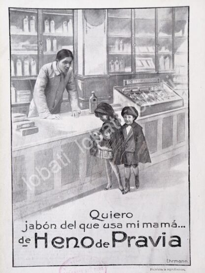 CARTEL ANTIGUO ORIGINAL DE JABON HENO DE PRAVIA 1913 /No58