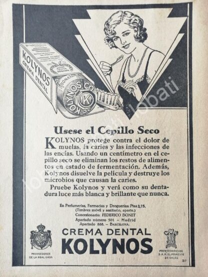 CARTEL ANTIGUO ORIGINAL DE CREMA DENTAL KOLYNOS 1930s /No55