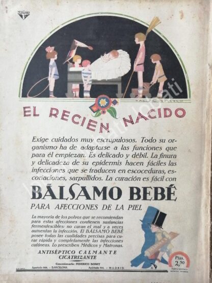 CARTEL ANTIGUO ORIGINAL DE CREMA BALSAMO BEBE 1930s /No54