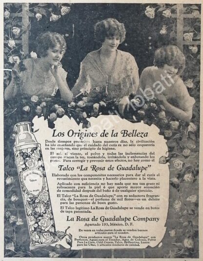 CARTEL ANTIGUO ORIGINAL DE TALCO LA ROSA DE GUADALUPE 1922 /No47 SUPER RARO