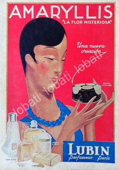 CARTEL ANTIGUO ORIGINAL DE CARTEL ART NOUVEAU PERFUME LUBIN AMARILLIS 1929 /No42