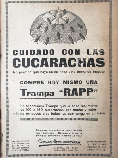 CARTEL ANTIGUO ORIGINAL DE TRAMPA PARA CUCARACHAS RAPP 1930 /37