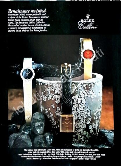 CARTEL ANTIGUO ORIGINAL DE RELOJES ROLEX CELLINI 1980s / 83