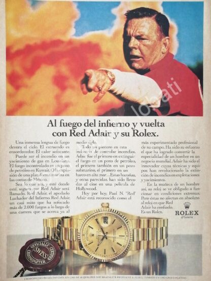 CARTEL ANTIGUO ORIGINAL DE PAUL N. ADAIR Y RELOJES ROLEX OYSTER PERPETUAL 1980s / 80/ FEP