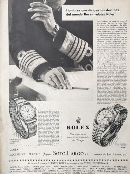 CARTEL ANTIGUO ORIGINAL DE HOMBRES PODEROSOS RELOJES ROLEX OYSTER PERPETUAL 1960s / 77