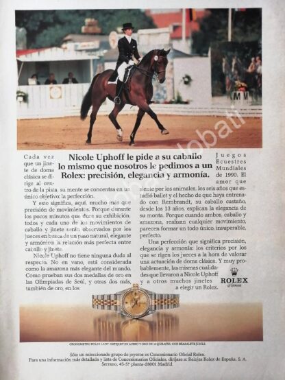 CARTEL ANTIGUO ORIGINAL DE NICOLE HUPHOFF Y RELOJES ROLEX 1980s / 71 /FEP