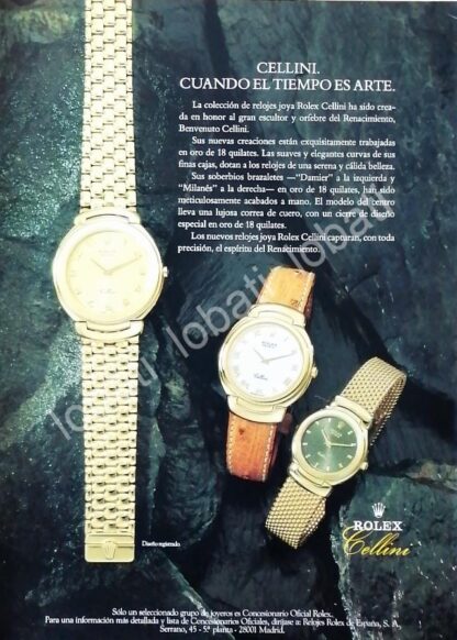 CARTEL ANTIGUO ORIGINAL DE RELOJES ROLEX CELLINI 1980s / 69