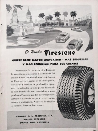 CARTEL ANTIGUO ORIGINAL DE NEUMATICOS. LLANTAS FIRESTONE 1952 /141