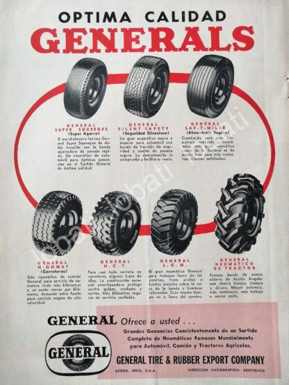 CARTEL ANTIGUO ORIGINAL DE LLANTAS GENERAL TIRE 1949 /135