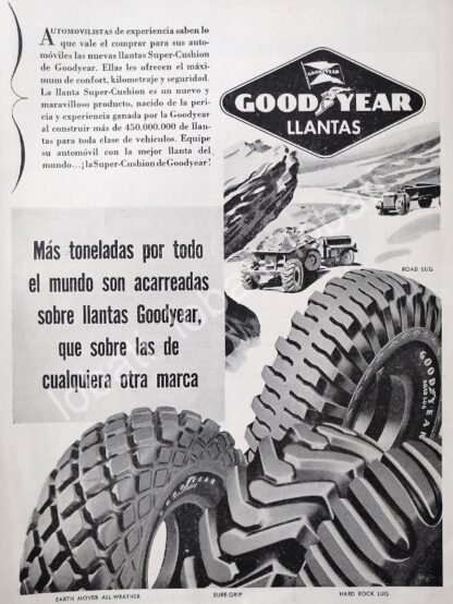 CARTEL ANTIGUO ORIGINAL DE LLANTAS GOODYEAR SUPER CUSHION 1949 /131