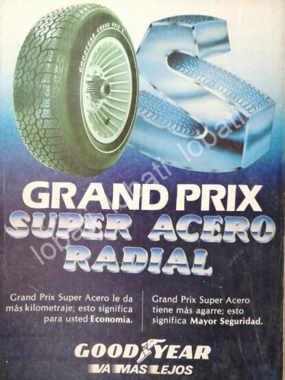 CARTEL ANTIGUO ORIGINAL DE LLANTAS GOODYEAR GRAND PRIX 1970s /125