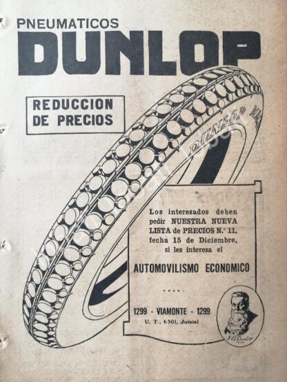 CARTEL ANTIGUO ORIGINAL DE LLANTAS DUNLOP 1926 /121