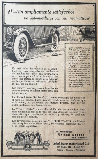 CARTEL ANTIGUO ORIGINAL DE LLANTAS U.S. RUBBER 1926 /120