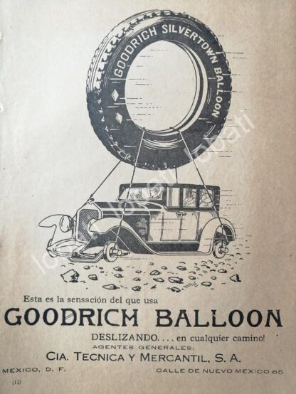 CARTEL ANTIGUO ORIGINAL DE LLANTAS GOODRICH BALOON 1926 /117 MUY RARO