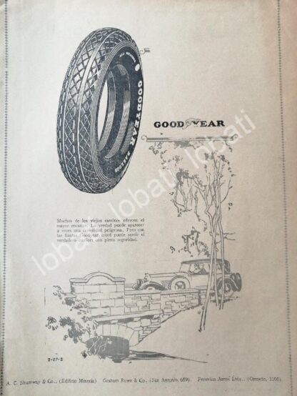 CARTEL ANTIGUO ORIGINAL DE DE LLANTAS GOODYEAR 1926 /113