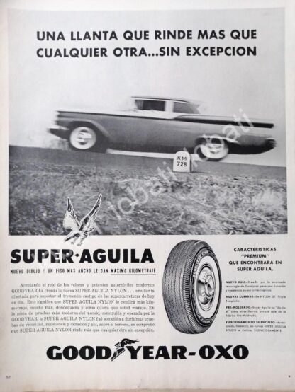 CARTEL ANTIGUO ORIGINAL DE LLANTAS GOODYEAR-OXXO SUPER AGUILA 1960s /104