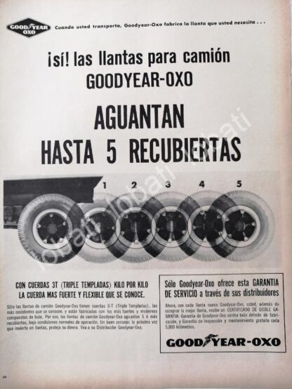 CARTEL ANTIGUO ORIGINAL DE LLANTAS GOODYEAR-OXXO 3T 1960S /102