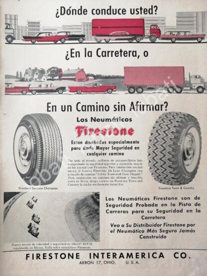 CARTEL ANTIGUO ORIGINAL DE DE LLANTAS FIRESTONE 1965s /N90