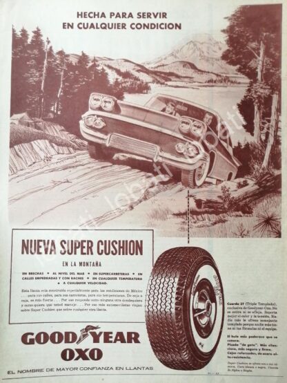 CARTEL ANTIGUO ORIGINAL DE LLANTAS GOOD YEAR SUPER CUSHION 1959 /N84