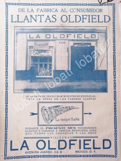 CARTEL ANTIGUO ORIGINAL DE LLANTAS BARNEY OLDFIELD 1912 /66 RARO