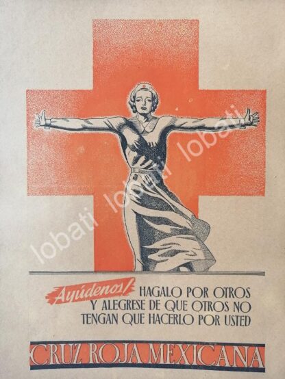 CARTEL ANTIGUO ORIGINAL DE COLECTA CRUZ ROJA 1940-50 / 281