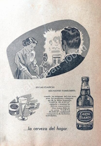 CARTEL ANTIGUO ORIGINAL DE CERVEZA CARTA BLANCA 1950 /160