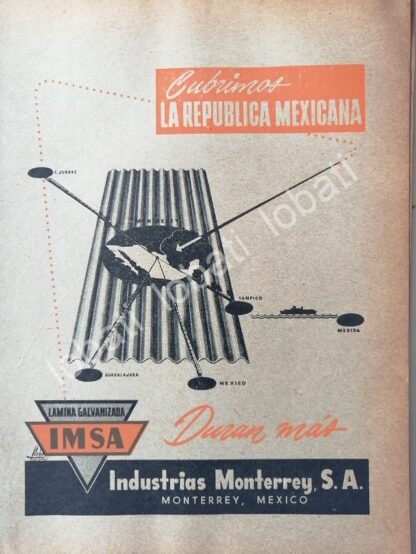 CARTEL ANTIGUO ORIGINAL DE IMSA. INDISTRIAS MONTERREY S.A 1955/278