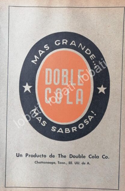 CARTEL ANTIGUO ORIGINAL DE MINI CARTEL REFRESCOS DOBLE COLA 1955 / 400