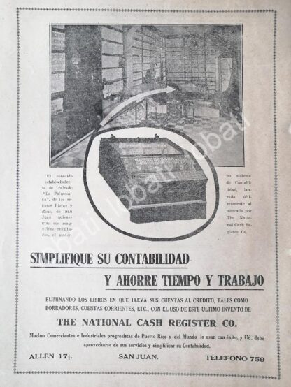 CARTEL ANTIGUO ORIGINAL DE SUMADORA Y CAJA REGISTRADORA NATIONAL 1917 /264