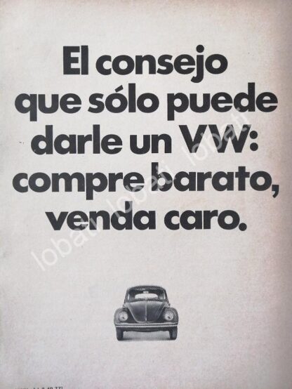 CARTEL ANTIGUO ORIGINAL DE AUTOS VOLKSWAGEN VOCHO 1971 /688