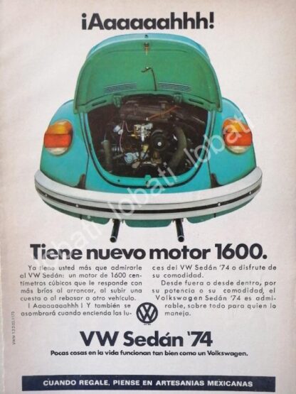 CARTEL ANTIGUO ORIGINAL DE AUTOS VOLKSWAGEN VOCHO 1974 /685