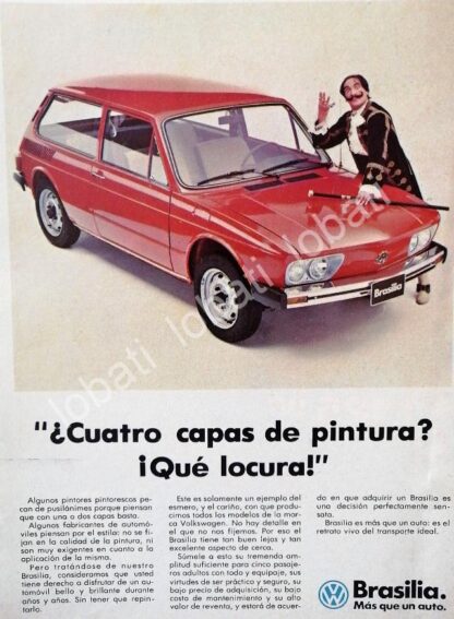 CARTEL ANTIGUO ORIGINAL DE AUTOS VOLKSWAGEN BRASILIA 1974 PRIMERA GENERACION /679