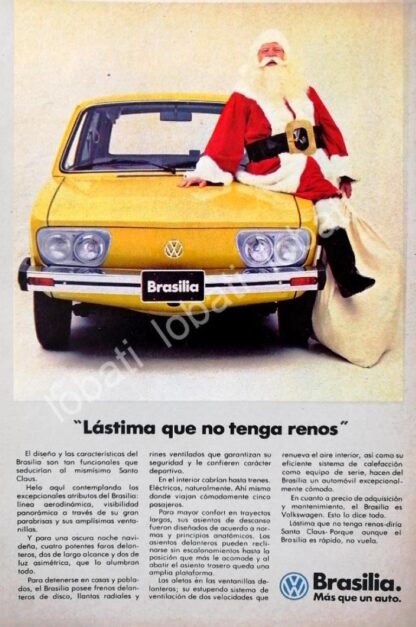 CARTEL ANTIGUO ORIGINAL DE AUTOS VOLKSWAGEN BRASILIA 1974 PRIMERA GENERACION /678