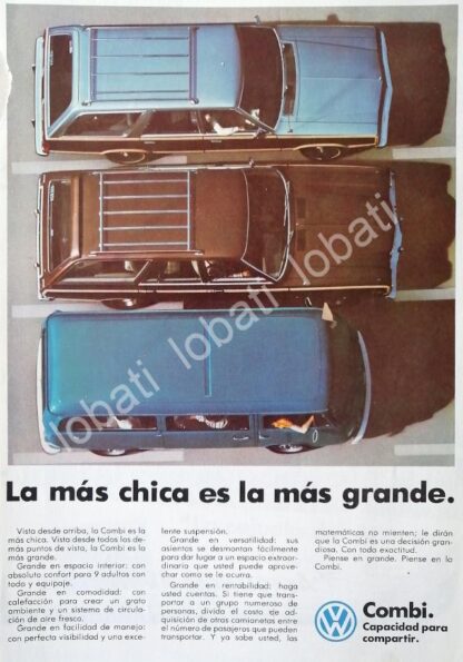 CARTEL ANTIGUO ORIGINAL DE AUTOS VOLKSWAGEN COMBI 1974 /667